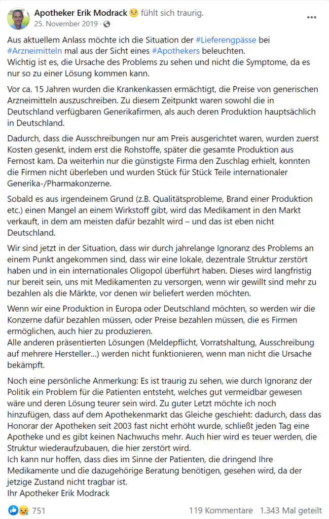 Facebook-Beitrag von Erik Modrack als Grafik. Der Link zum Beitrag ist vorher im Text.